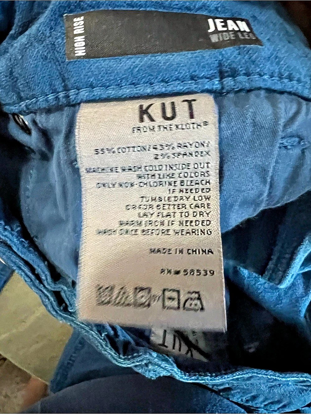 Kut From The Kloth Jean High Rise Wide Leg Elba Blue Corduroy Pants - Picture 11 of 11